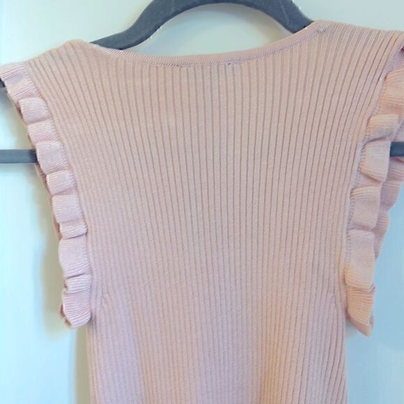 NWT Express Ribbed Short Sleeve Light Blush Pink Tank Top Size XS - Picture 3 of 4
